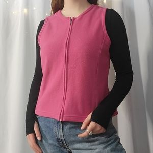 Bright Pink L.L.Bean Super Soft Polartec Fleece Zip up Sleeveless Top Vest